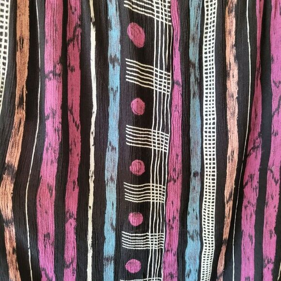 Vtg SHARON ANTHONY Striped Skirt Size 24W 90s Black Funky Crepe Rayon Textured - Picture 6 of 10